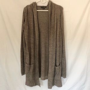 Barefoot Dreams large taupe hooded cardigan